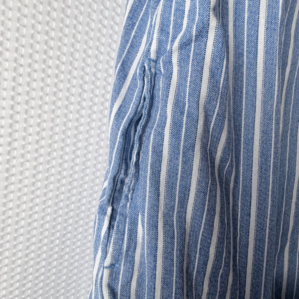 A New Day Mini Dress Women S Blue Striped Linen Blend Sleeveless Pockets Coastal - Picture 4 of 9